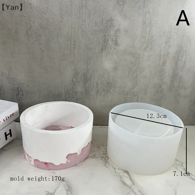 Cetakan beton pot bunga bulat-cetakan silikon untuk pot tanaman, pengecoran Resin kerajinan tangan, kotak penyimpanan pena, dan dekorasi rumah