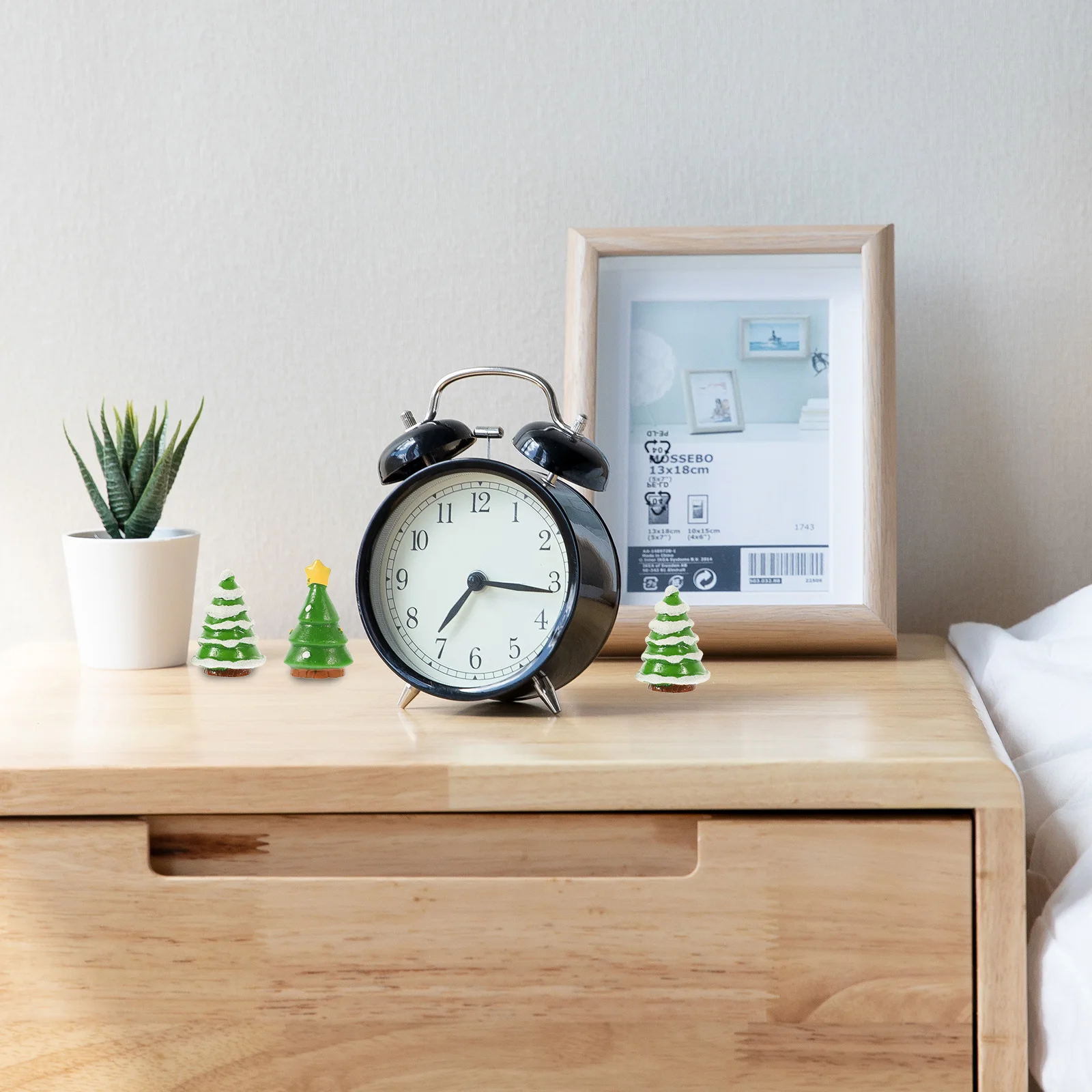 

12pcs Christmas Tree Ornaments Santa Snowman Desktop Decor Mini Artificial Xmas Tree Festival Scene Decoration