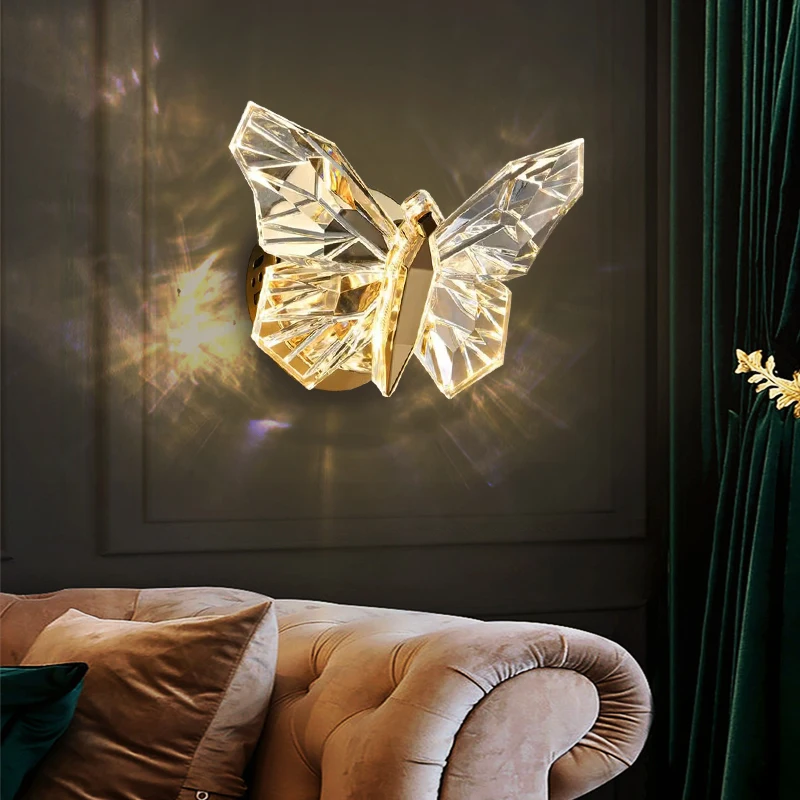 Nordic Led Butterfly Wall Lamp Indoor Lighting Fixture Bedside Bedroom Living Hotel TV Modern Home Decoration Wall Light Sconces