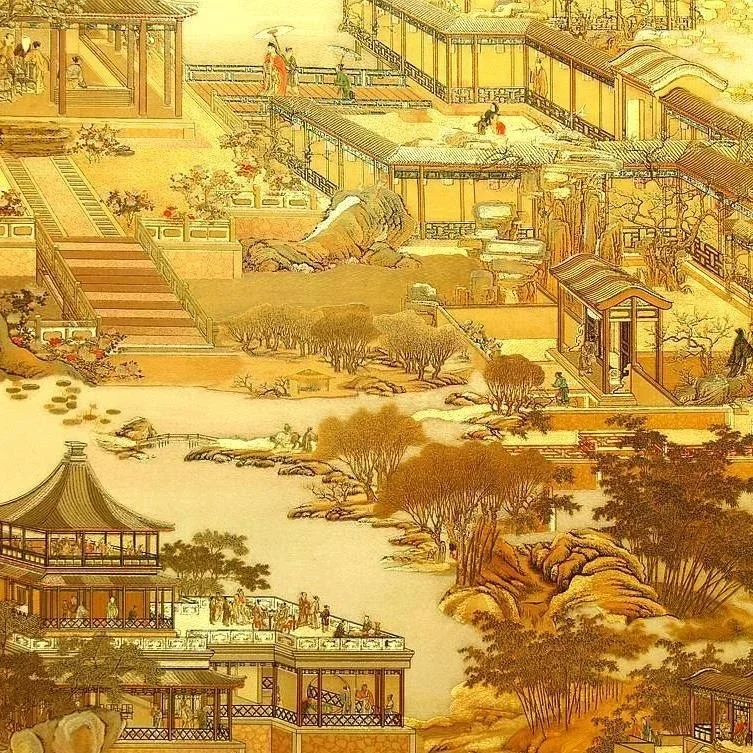 Qingming Shanghetu Wallpaper Gold Foil Golden Yellow Hotel Restaurant Chinese Store Decoration Wallpaper Luxury Home Decor