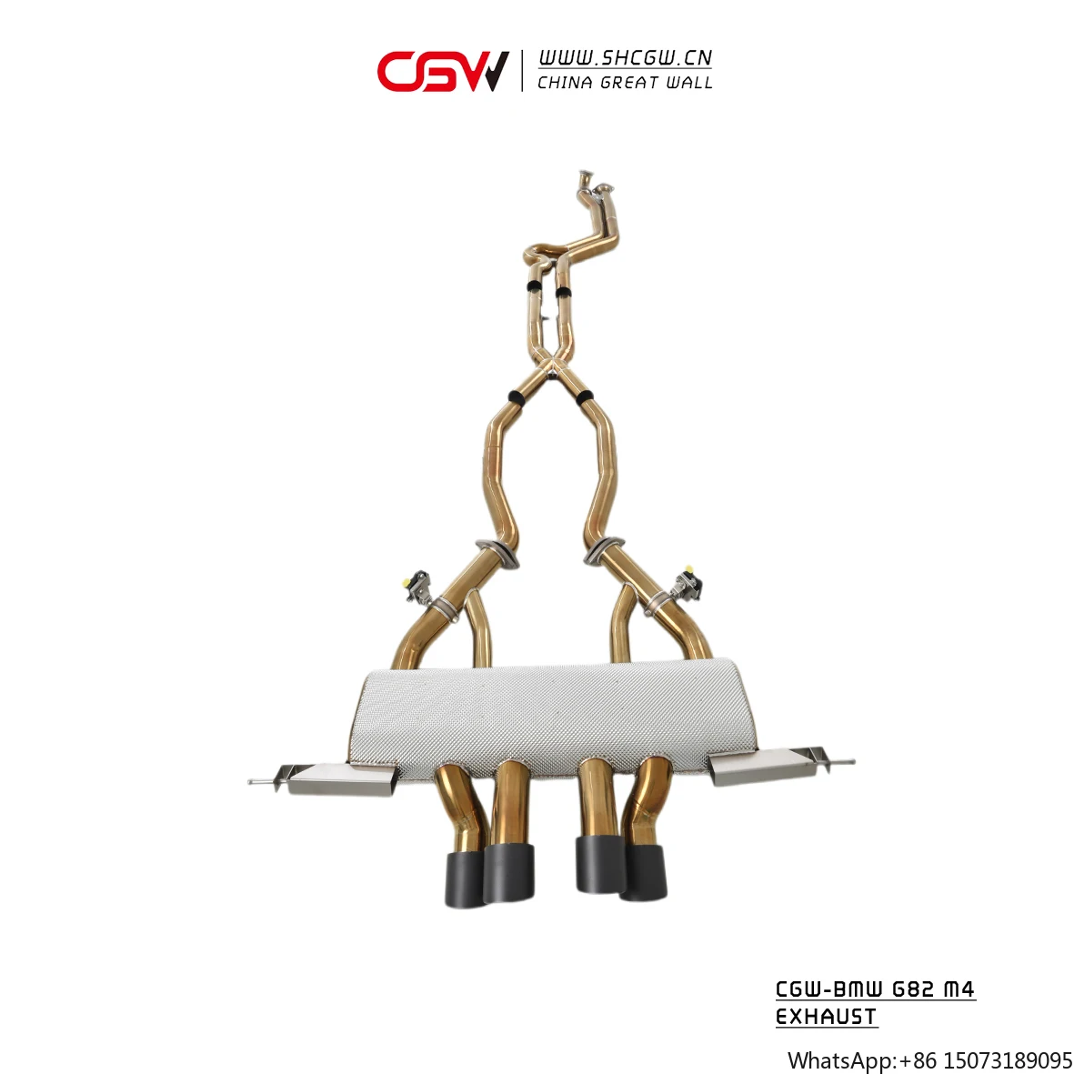 Direct Source of CGW Performance Cooked Gold Titanium Equal Length Full Exhaust System Pipes With Mid Tips for  G80 G82 M3 M4