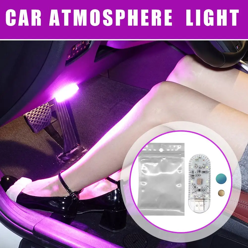 Luz atmosfera do carro usb toque luz de humor com sem fio de alto brilho lâmpada do carro remoto telhado contas controle 6 lâmpada de emergência z8s8