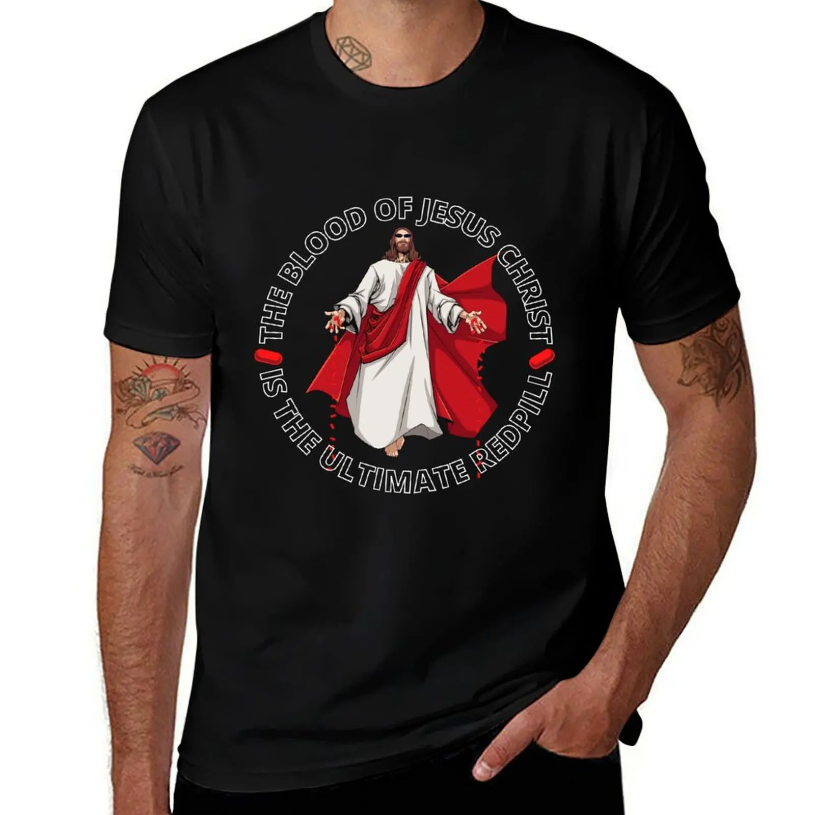 The Blood of Jesus Christ, is the Ultimate Red Pill T-Shirt t shirts for man graphic funny T-Shirt