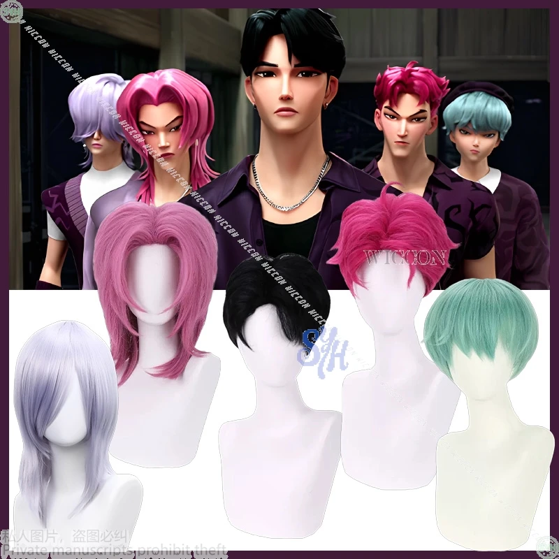 

Kpop Demon Saja Boys Cosplay Anime Korea Boys Group Fashion Wigs 5 Colors Styles Jinu Baby Abby Mystery Romance Short Hair 코스프레