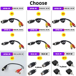 4Pin Aviation Head Male/Female to RCA AV/Female DC Multiple Cable Plug Adapter Converter Transition For Car Rear Camera Monitor