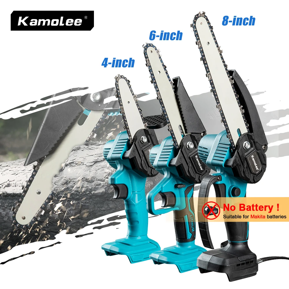 

Kamolee 4/6/8 Inch 18V Mini Brushless Electric Saw Rechargeable Chain Saw Wood Cutter Pruning Garden Power Tools 6 Inch Handheld