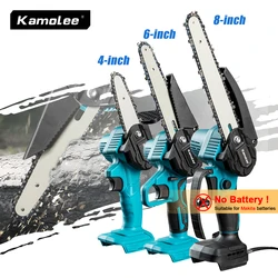 Kamolee 4/6/8 Inch 18V Mini Brushless Electric Saw Rechargeable Chain Saw Wood Cutter Pruning Garden Power Tools 6 Inch Handheld