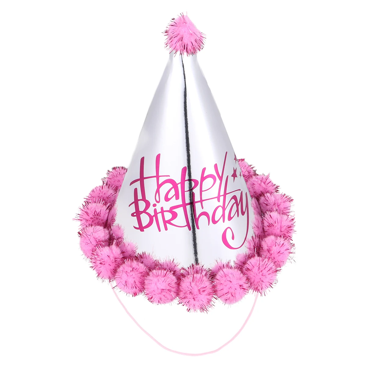 

5 Pcs Birthday Party Hats Shiny Paper Pompon Child Neon Supplies Decor Photo Props Festive Accessory Bright Colors