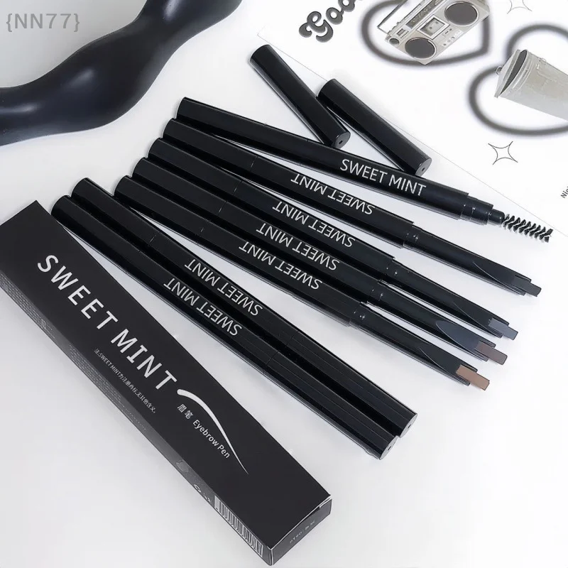 Lápiz de cejas 2 en 1 de doble cabeza, resistente al agua, resistente al sudor, maquillaje de ojos perfecto y natural de larga duración para cosméticos principiantes