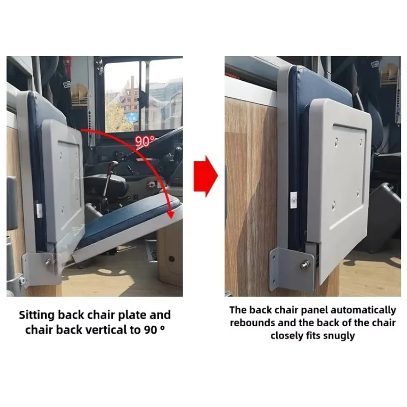 2026exclusive HWHongRV Luxury Bus Accessories Universal Wall Mount Folding Seating Rear Jump Seat with Safety Belt for VAN Motor