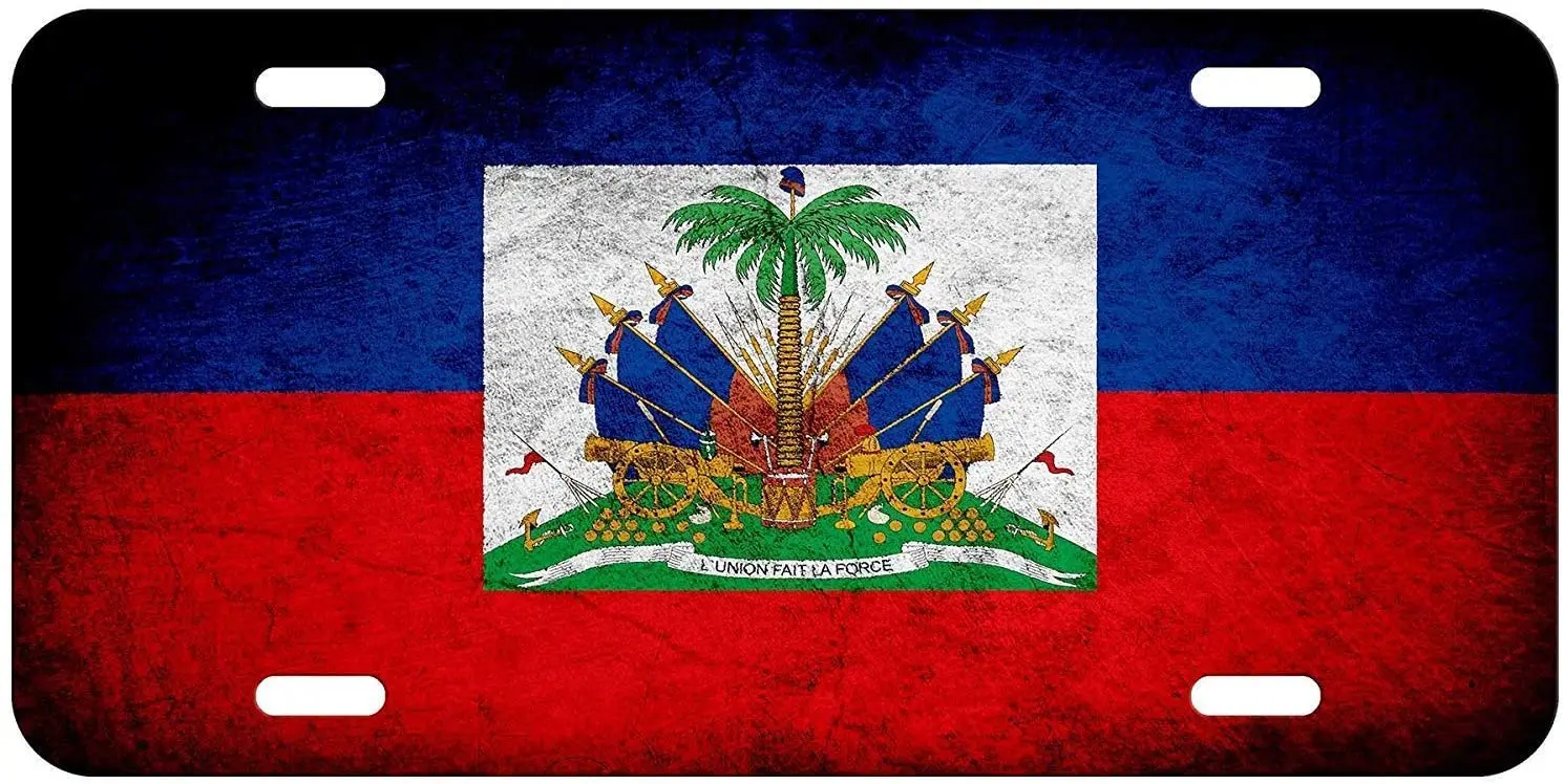 Anwei Flag of Haiti (Haitian) - Rustic Front Metal Aluminum License Plate Vanity car tag Home Door Sign 6