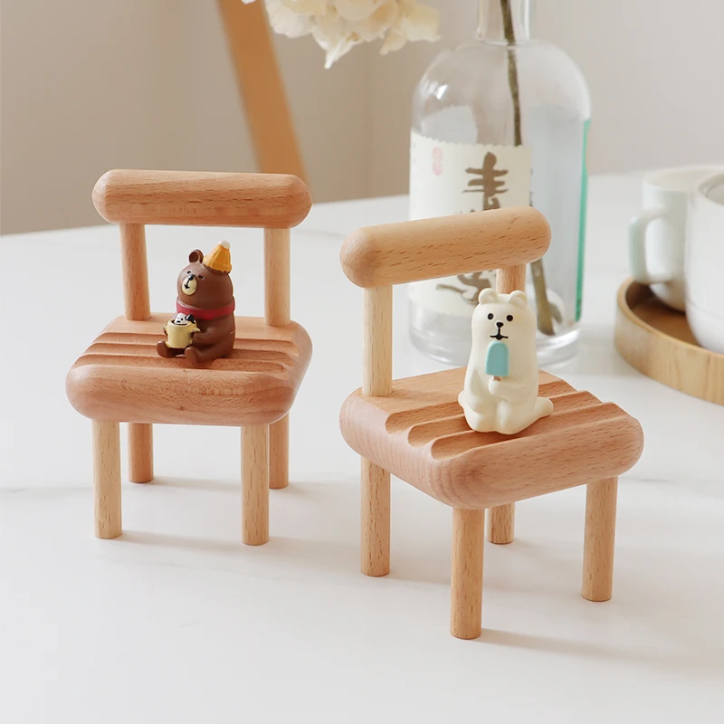 

Xiao Qiao made solid wood with beech wood color blocks/phone stand/stool model mini desktop phone stand