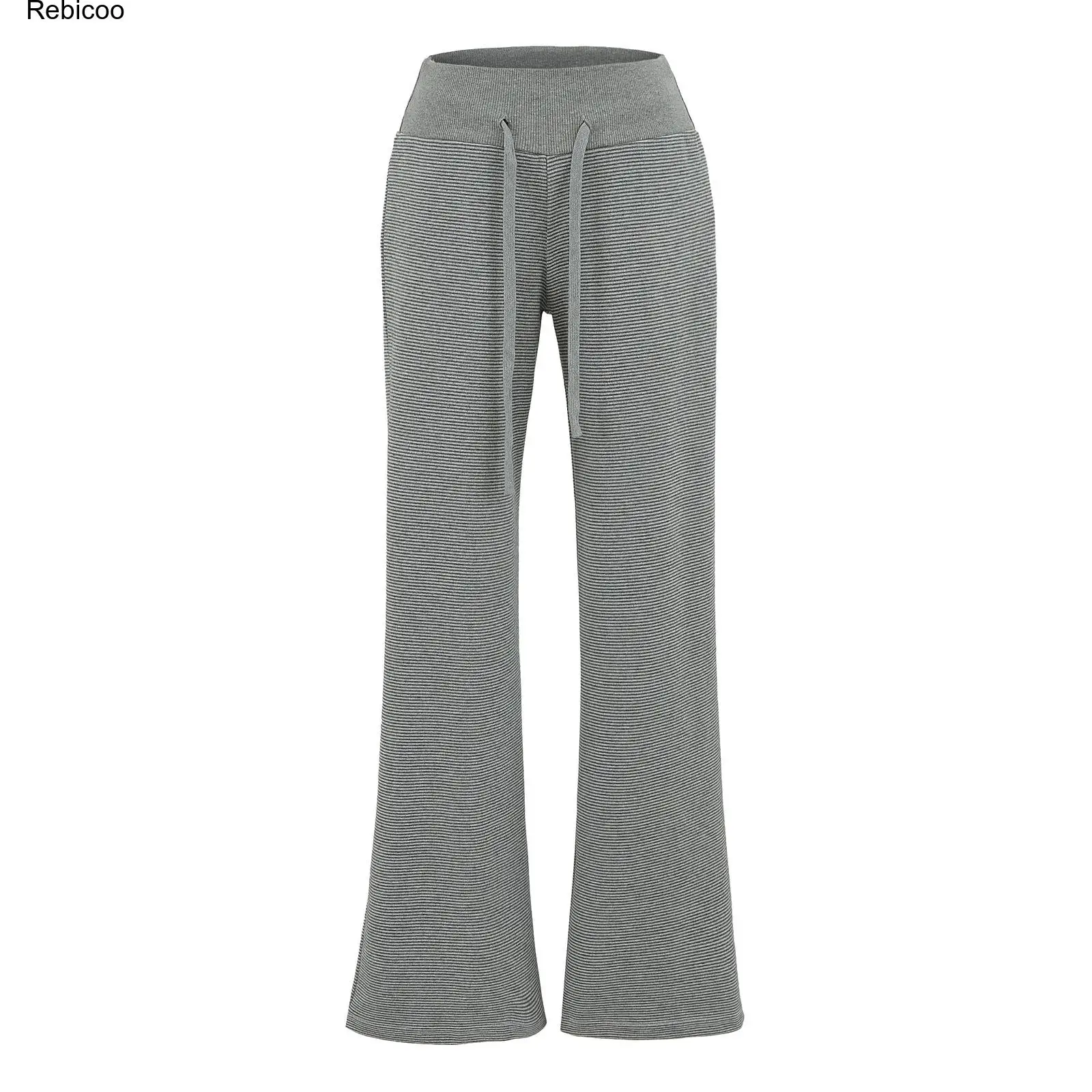 Women's 2 Piece Striped Knit Camisole and Flare Pants Set, Separates Athletic Yoga Outfit for Casual Wear or Lounging