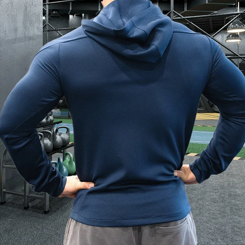 Sudaderas con capucha deportivas de alta calidad para hombre, chaqueta de marca superior para Fitness, gimnasio, correr, trotar, ropa deportiva,