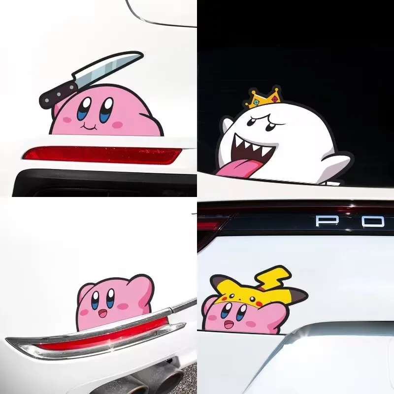 Kirby Car Stickers Funny Decoration for Trunk Windshield Bumper Body Sticker Scratch Decal Reflective Sticker for Car Auto Gifts