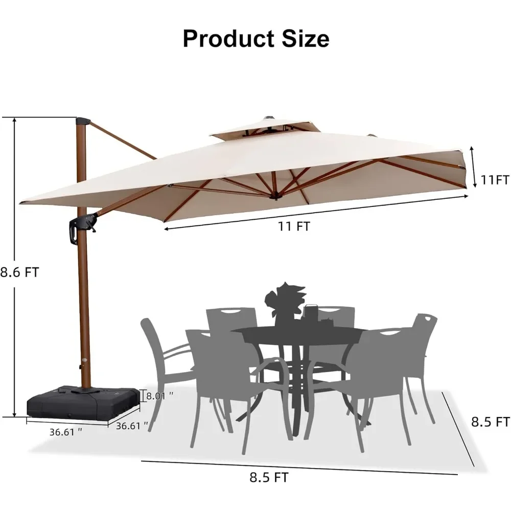 Base Outdoor Square Umbrella Large Cantilever Umbrella Windproof Offset Umbrella