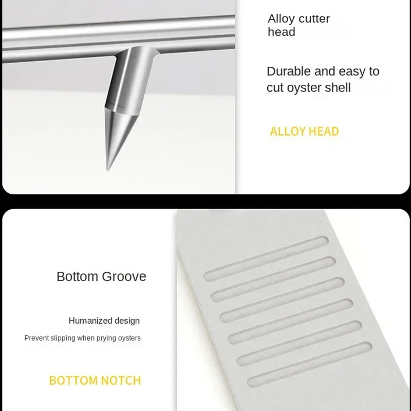 Couteau à huîtres ouvert en acier inoxydable, couteau à huîtres ouvert, artefact professionnel, outil de suppression du poisson, ouvre-coque