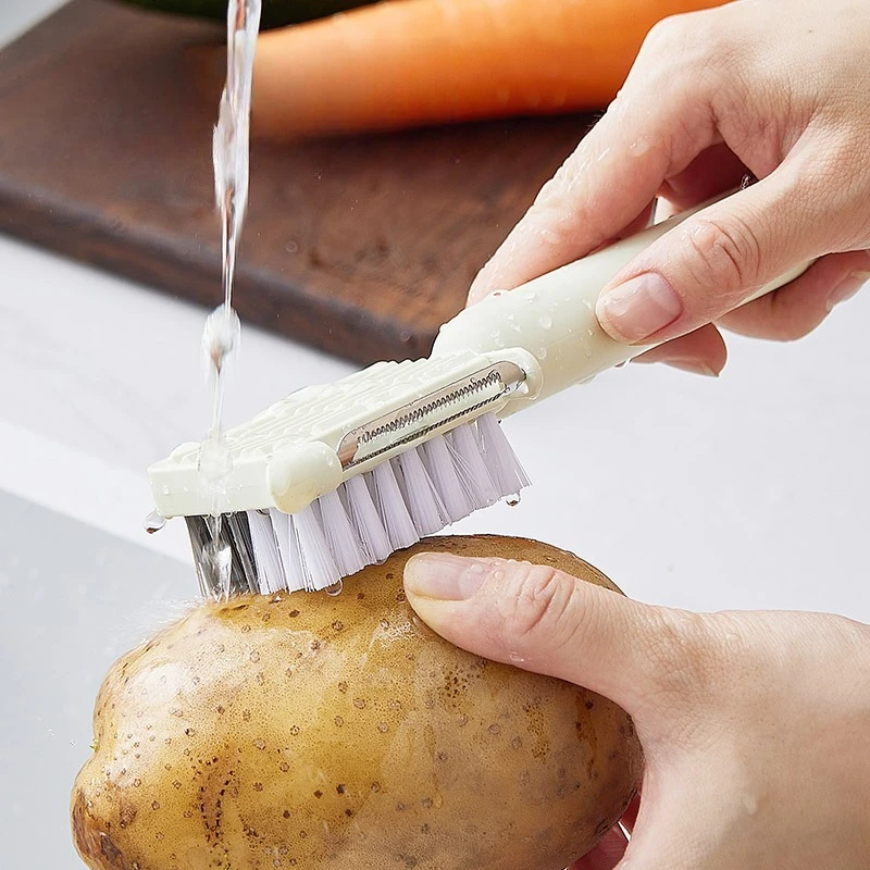 Multifunctional Fruit and Vegetable Brush, Special Brush for Kitchen, Scraping, Planing, Cleaning Brush, No Hair Loss