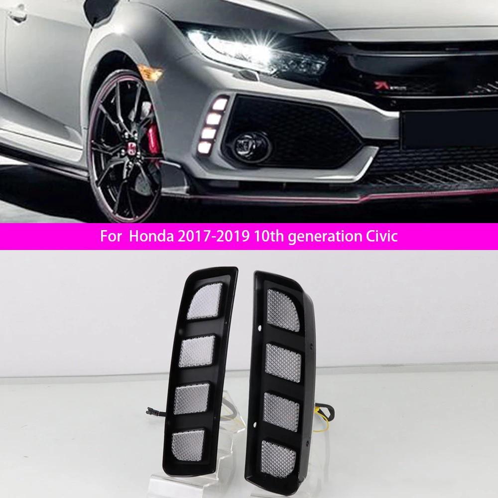 

For Honda Civic 10th Gen (2017-2019) Type R Style Front Bumper w/ DRL, LED Turn Signals & Fog Lights