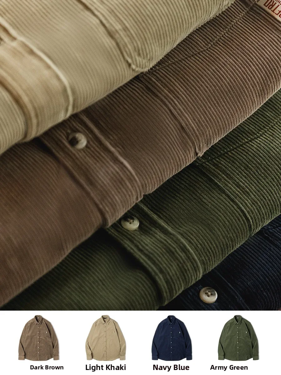 

Мужская теплая рубашка Maden из чистого хлопка с длинным рукавом в американском повседневном стиле, для многослойных образов, весенняя верхняя одежда, молодежная модель приталенного кроя.