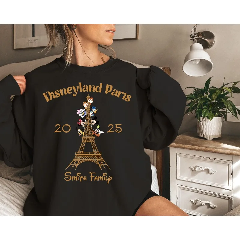 ديزني برج ايفل ميكي وميني المرأة هوديس الخريف والشتاء جديد الرجال والنساء موضة ملابس الشارع عادية