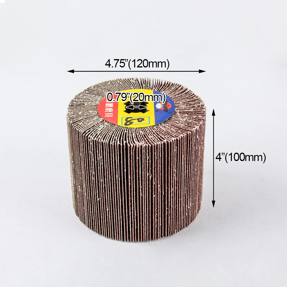 120*100*19mm Sander Paper Flap Wheel Brush Grinding Polishing Deburring Drum Wheel for Metal Wood Stainless Steel