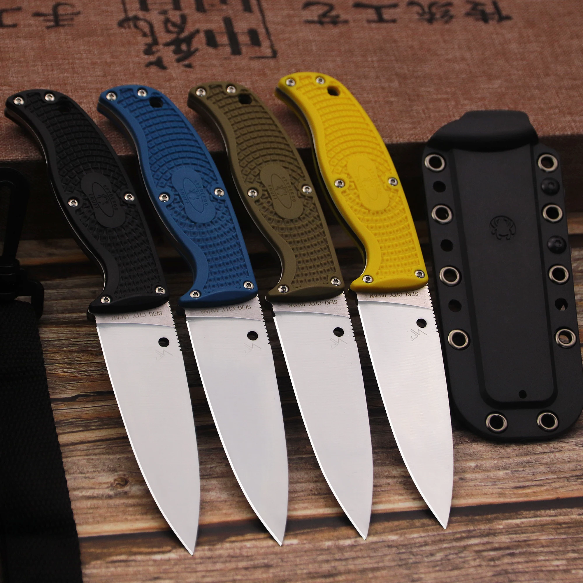 Cuchillo de caza al aire libre de EE. UU. + funda k, cuchillo de supervivencia de aventura para viajes al aire libre, cuchillo de herramienta EDC para acampar y pescar