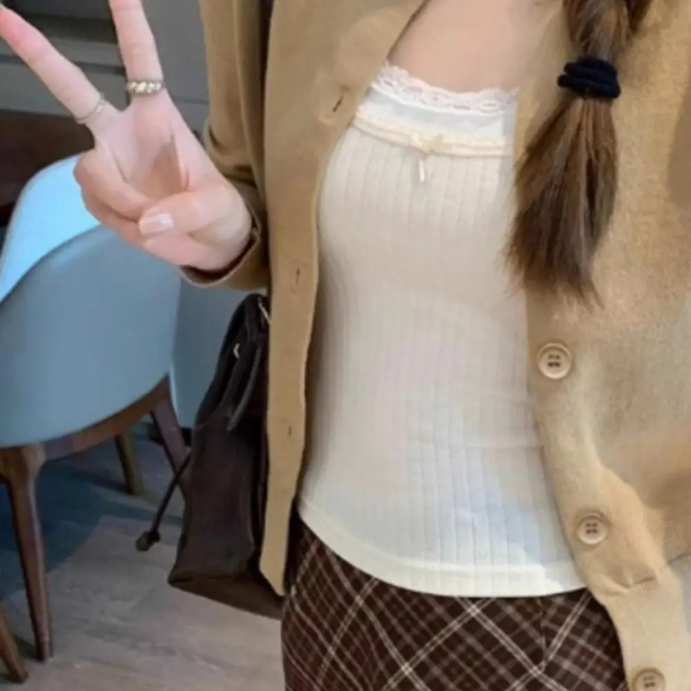 Maglioni all'uncinetto con fiocco solido primaverile cardigan larghi a maniche lunghe donna Y2K stile preppy autunno primavera dolce maglieria streetwear