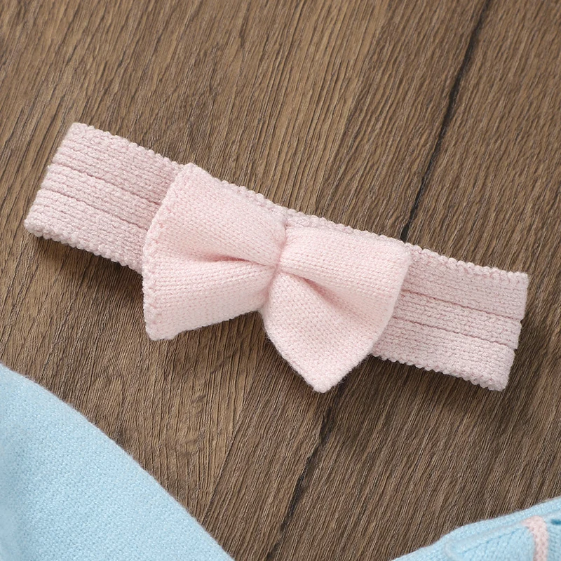 Newborn Baby Girl Sweater Blanket Knit Infant Warm Long Sleeve Pullover Pants Quilt Headdress 4pcs Toddler Kid Clothes Set 0-9M