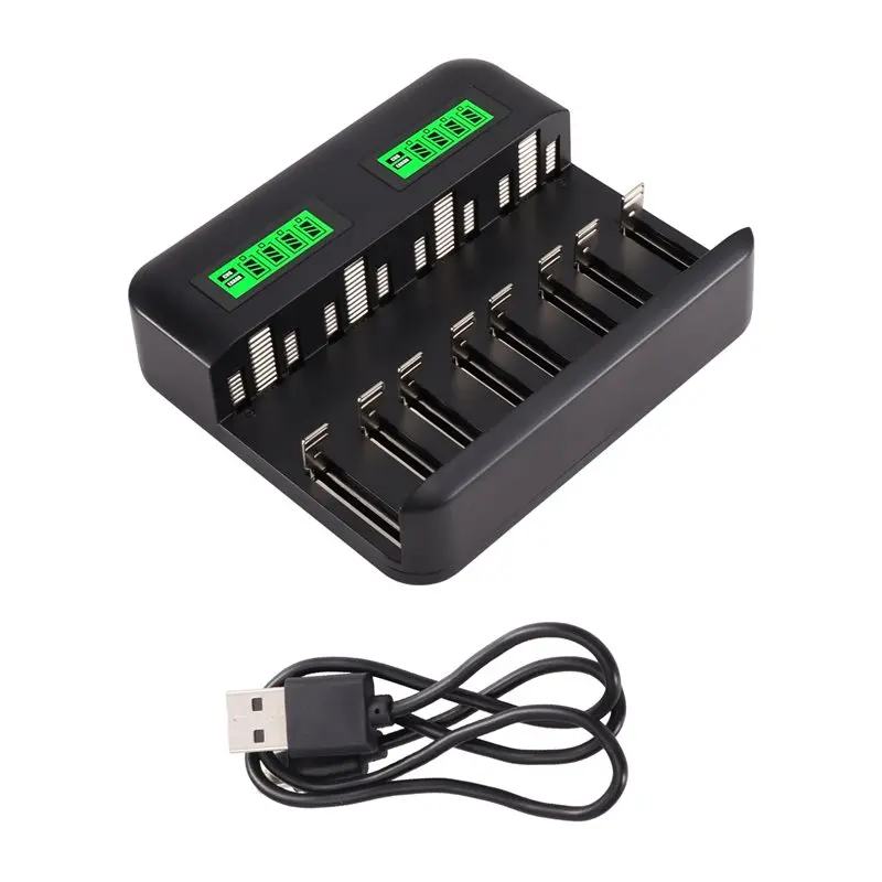 ABJF-LCD Smart Battery 8 Slot For AA AAA C D Ni-MH Rechargeable Batteries LCD Smart Nimh With Type-C
