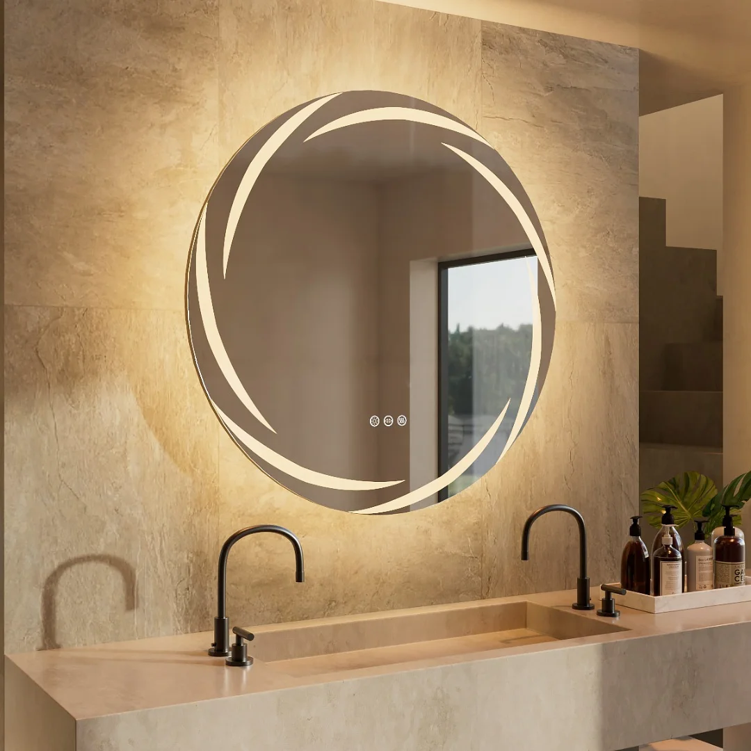 LUVODI Illuminated Bathroom Wall Mirror with Light Circle Backlit LED Bath Vanity Mirror Defog