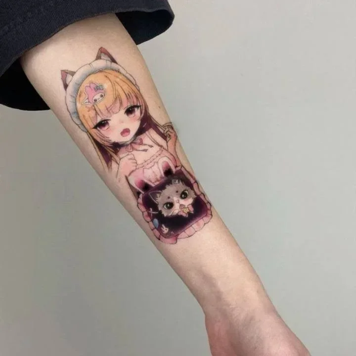 أنيمي Kawaii خادمة لولي الوشم المؤقت الكرتون دائم نابض بالحياة واقعية هيئة الفن مقاوم للماء وهمية الوشم ملصق للمرأة #1