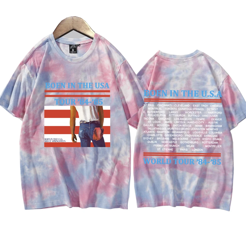 Born In The Usa Bruce Springsteen E Street Band Tie Dye Tshirts  Fan T-Shirt Round Neck Short Sleeve Fans Gift