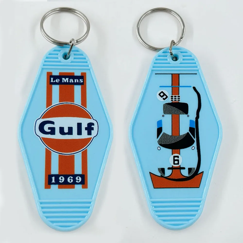 Gulf GT40 Livery Keychain Iconic Racing Spirit Keyring Retro Hotel Key Card Novelty Creative Pendant