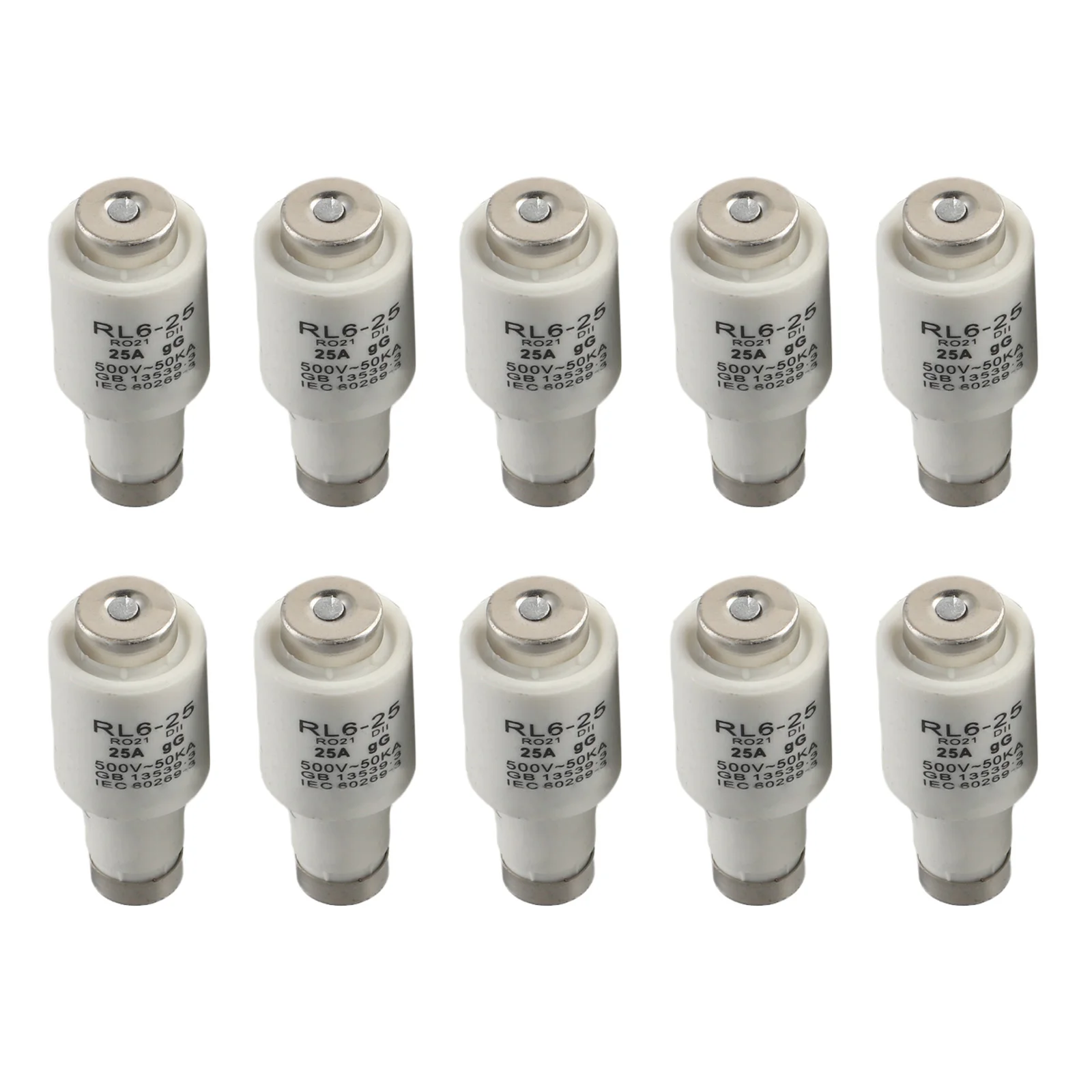 AAAAASpiralEarthenwareFusePack كسر 500VAC فيوز DII حجم DII الصمامات 4A تصنيف الحالي 50kA قدرة انقطاع