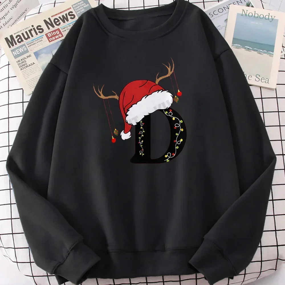 

Simplicity Creative Design Christmas 26 Alphabet Printed Clothes Women Fashion Merry Christmas Gift for Female Casual Clothing