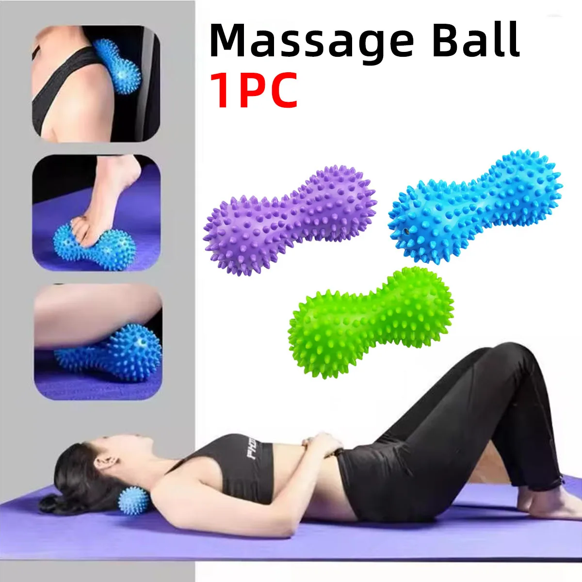 

1PC Peanut Massage Ball Roller With Thorns Double-Sided Therapy Ball Muscle Fascia Trigger Point Relaxation Massage Ball