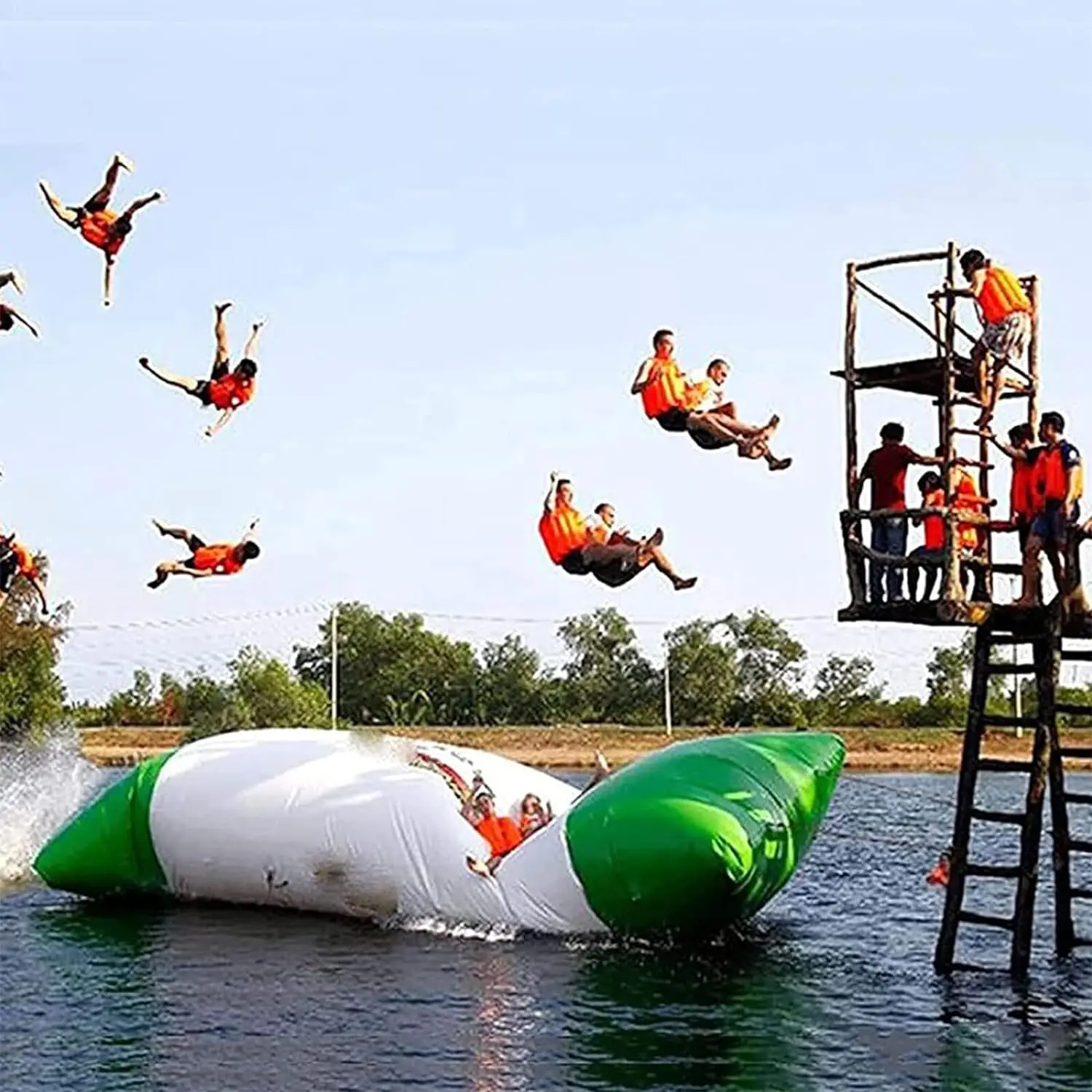 

Custom Inflatable Water Jump Pillow Bag for Outdoor Park Ejection Game and Water Fun
