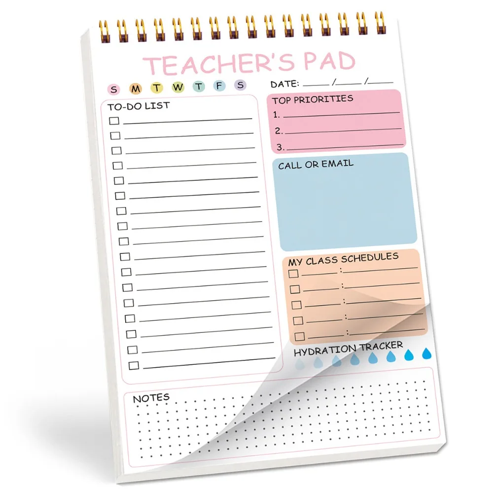 

New A4 Teacher Notepad Spiral Binding Lined Pages Teacher To Do List Durable Cover Teacher Notes Task Management