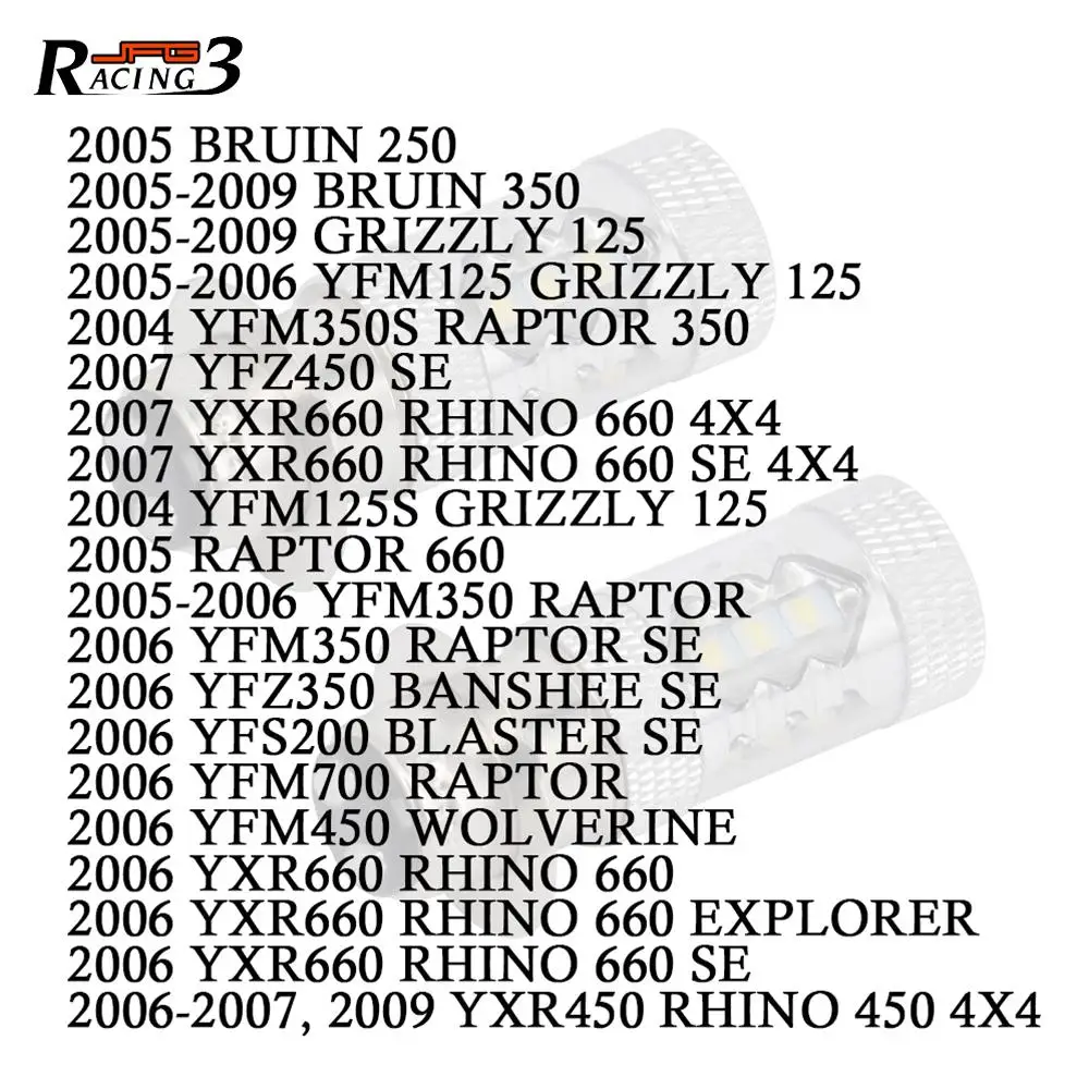 ATV 2Pcs 80W Super White LED Bulbs P15D H6M For Yamaha YFM350 400 450 660 700 Raptor Blaster 200 350 YFZ 450 TRX 400EX LTZ400 image 5