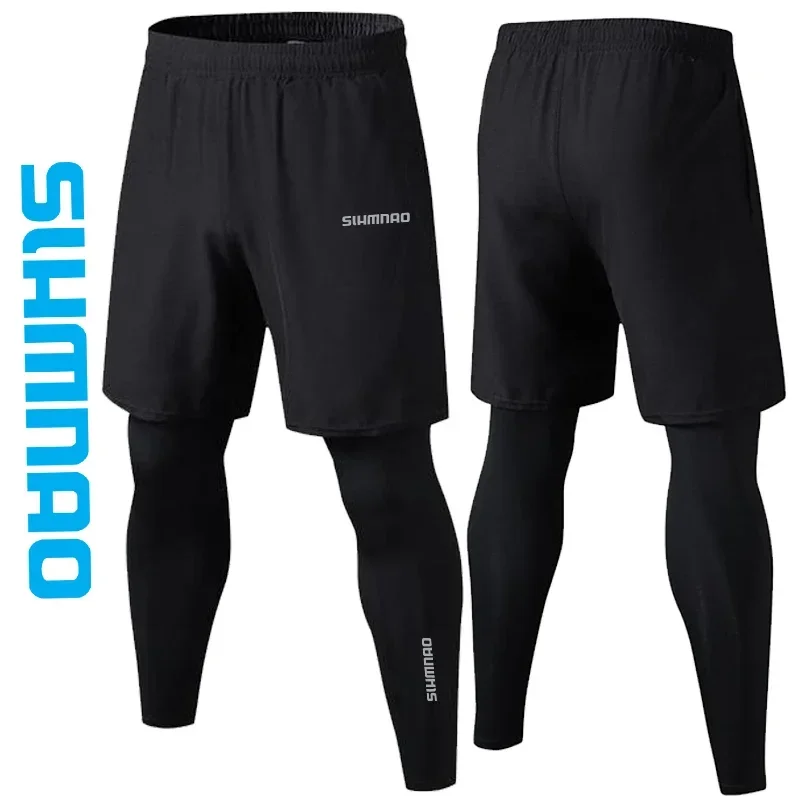 Pantalones de ciclismo SHMANO de secado rápido para hombre, al aire libre para correr y pantalones de entrenamiento Fitness, ajustados, elásticos, transpirables