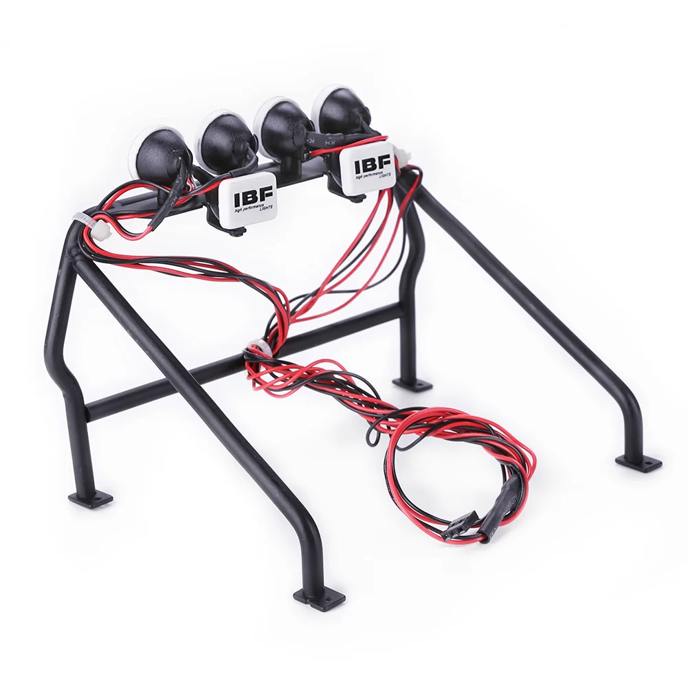 RC Car Metal Roll Cage Bucket with LED Lights Children RC Car Toys Hellb Letter Roof Rack Roll Cage for Remote Control Car Parts