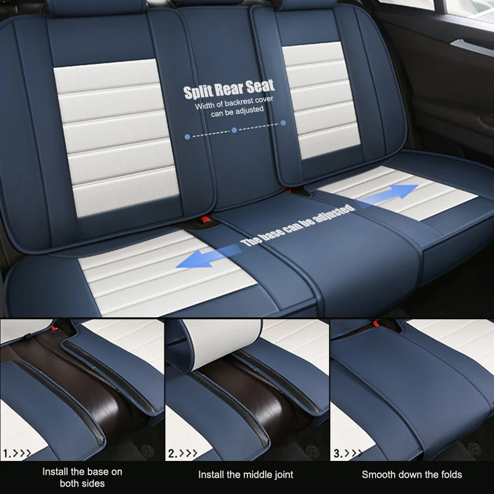 Universal Car Seat Cover PU Leather Split Bench Cover Cushion Car Seat Protector for Cars Easy to Install