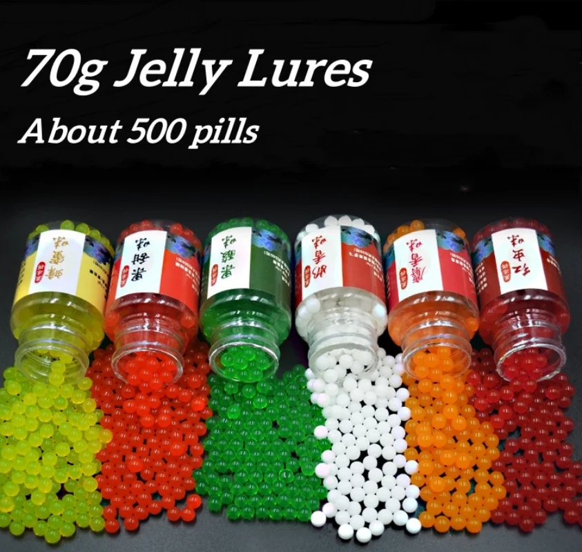 Jelly Lure 500PCS Granular Fish Food Aquatic Feed Carp Pesca Attractant Flavor Elastic Pill Nutrition Egg Fishy Aroma Soft Bait