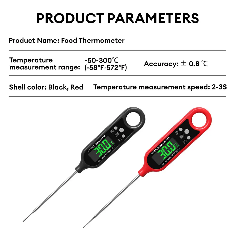 Instant Read Meat Thermometer Stainless Steel Kitchen Cooking Bbq Digital Meat Thermometer With Probe