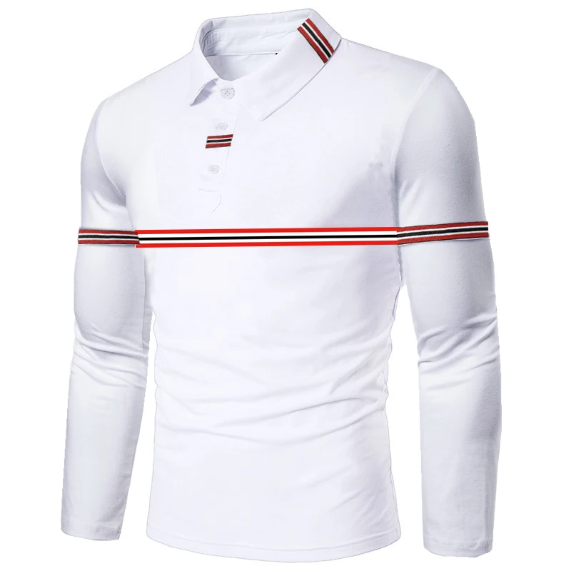 

HDDHDHH Brand Printed New Men's Business Lapel T-Shirt Led POLO Shirt Top Men's Slim-Fit Long Sleeve Tee