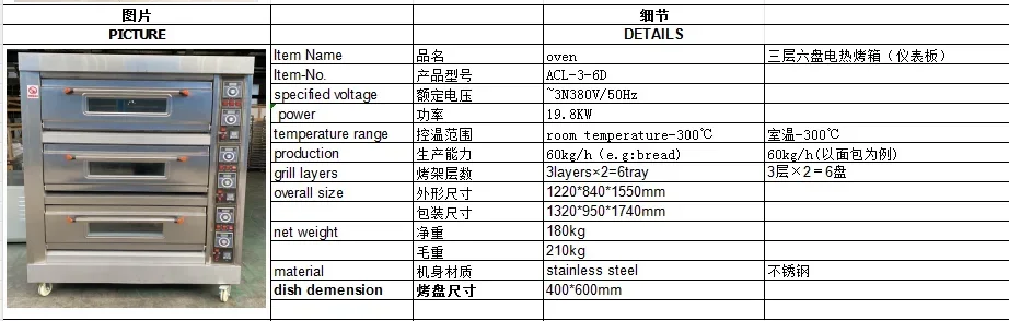 380V Automatic Baking Equipment Electric Baking Layer Oven, Commercial Stainless Steel 201 Pizza Hot Air Convection Oven