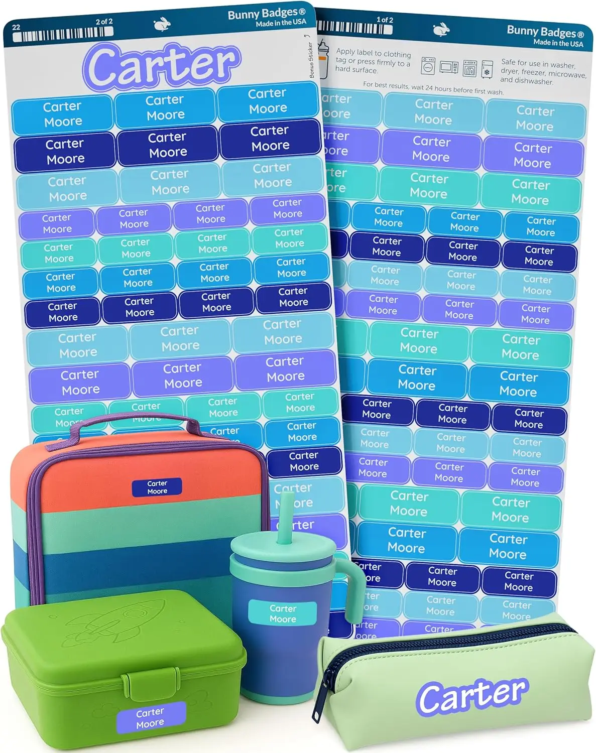 

Personalized Name Labels for Kids - 120 Waterproof Stickers for Clothing, Bottles, Backpacks & School Supplies
