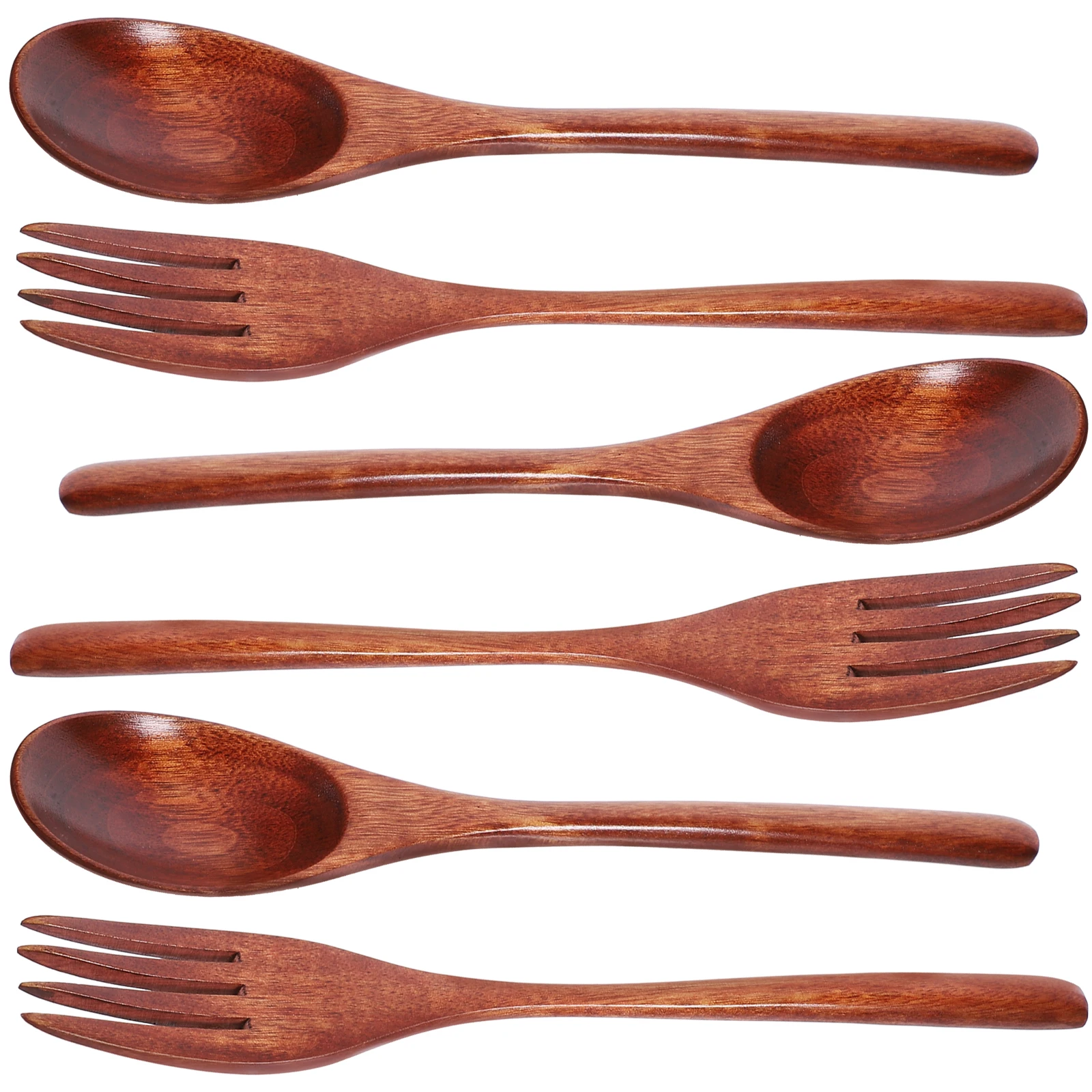 

6Pcs Wooden Dessert Spoon 22 5cmLongHandle Reusable Wooden Forks Ergonomic HomeKitchen Utensils Set PartyBanquet