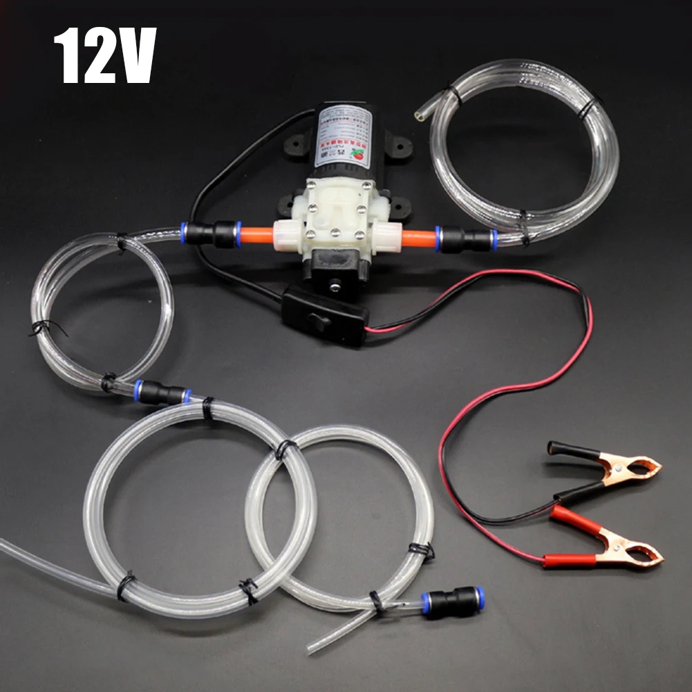 1set 45W 12V Fuel Transfer Pump With Input Hose Oil Diesel Gas Kerosene Car Tractor Truck For Oil Hydraulic Oil Methanol Edible